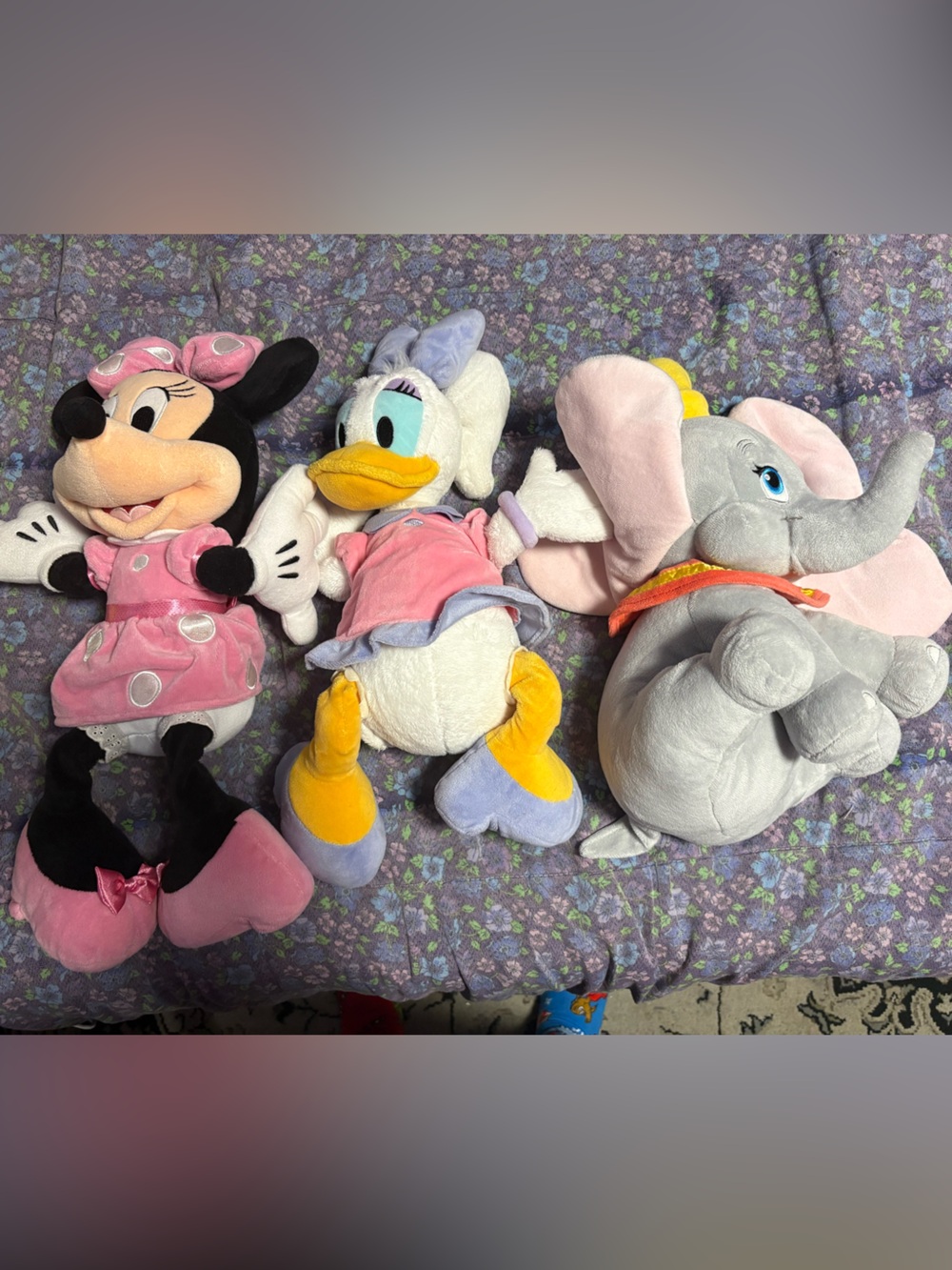 Plush Character Trio - Pink Minnie, Pink Daisy & Gray Dumbo Stuffed Animals